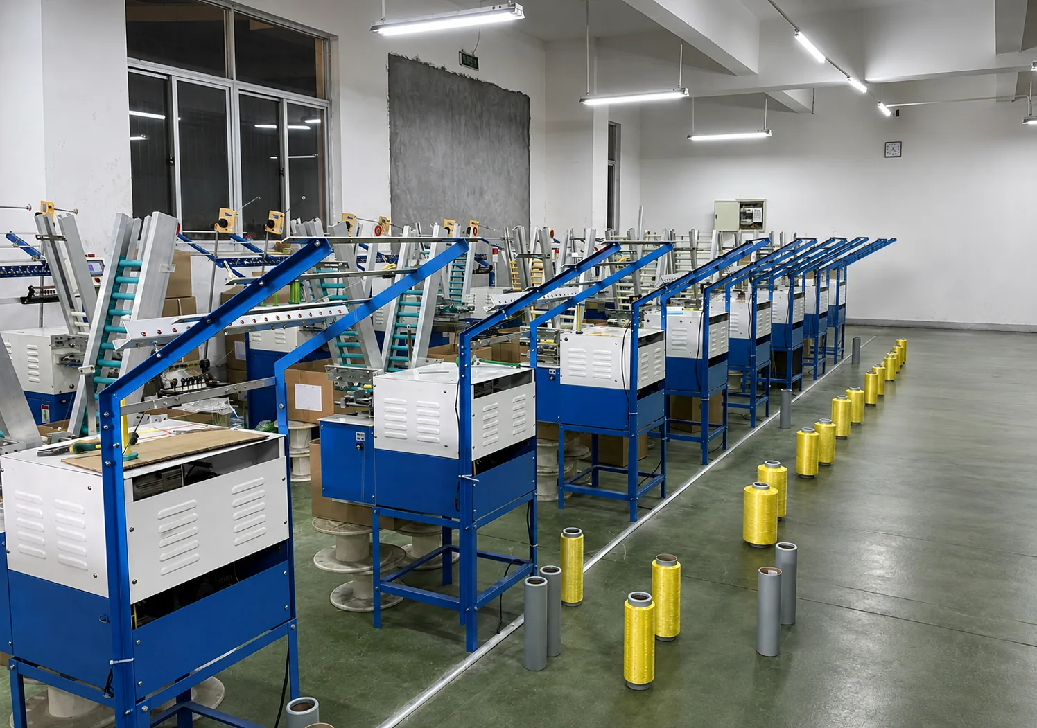 Raw-yarn winding machines in a partner mill